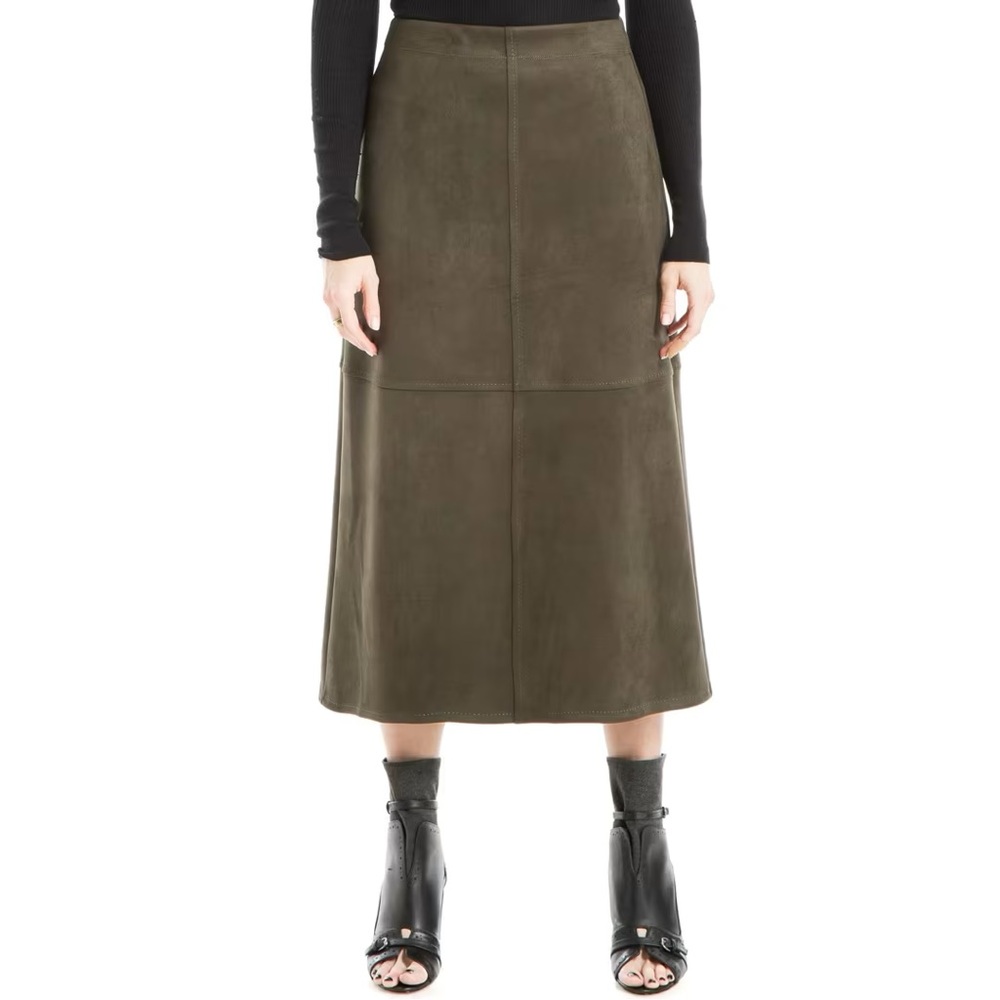 NWT max studio Faux Suede A-Line Midi Skirt